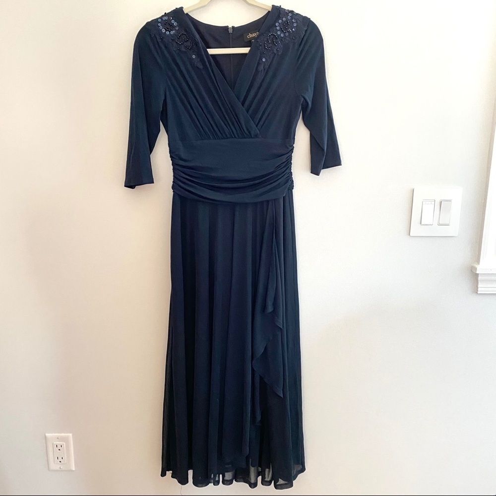 NWOT Chaya Navy Beaded Shoulder Dress